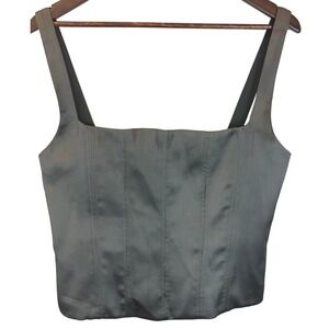 Zara Dark Gray Green Silky Corset Bustier Coquette Top Size Large